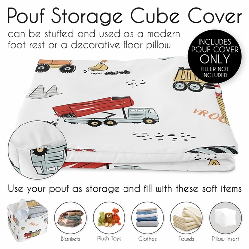 Construction Truck Collection Ottoman Pouf Cover - alt image 4