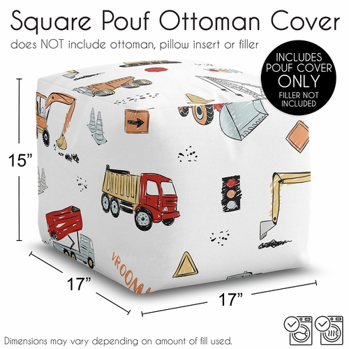 Construction Truck Collection Ottoman Pouf Cover - alt image 5