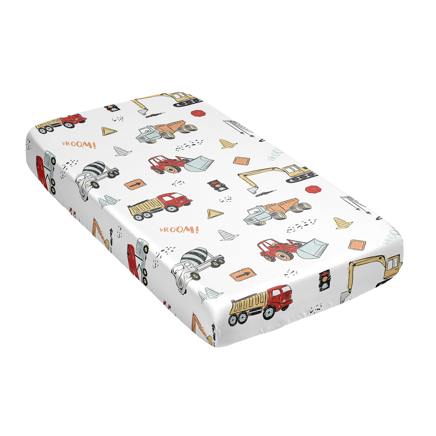 Construction Truck Collection Satin Fitted Crib Sheet