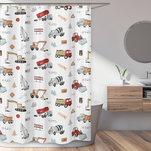 Construction Truck Collection Shower Curtain - alt image 1