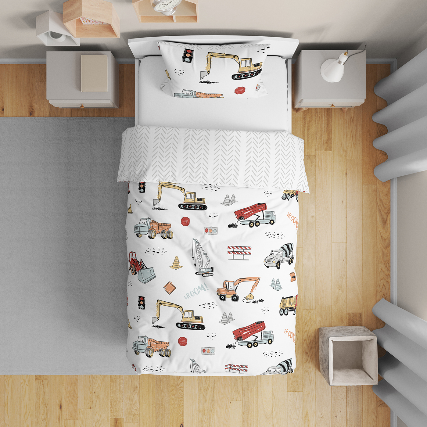 Construction Truck Collection Toddler Bedding