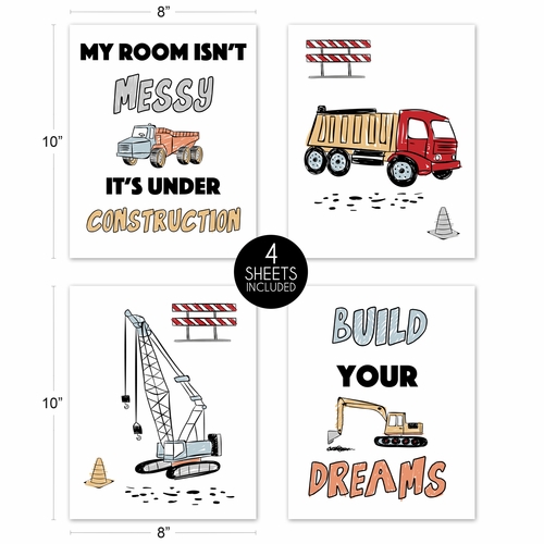 Construction Truck Collection Wall Art Prints - Set of 4 - alt image 4