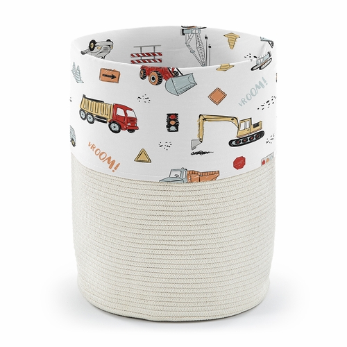Construction Truck Collection Woven Laundry Rope Basket Hamper with Liner