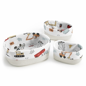 Construction Truck Collection Woven Storage Basket Set