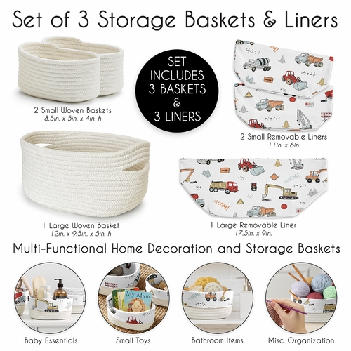 Construction Truck Collection Woven Storage Basket Set - alt image 4