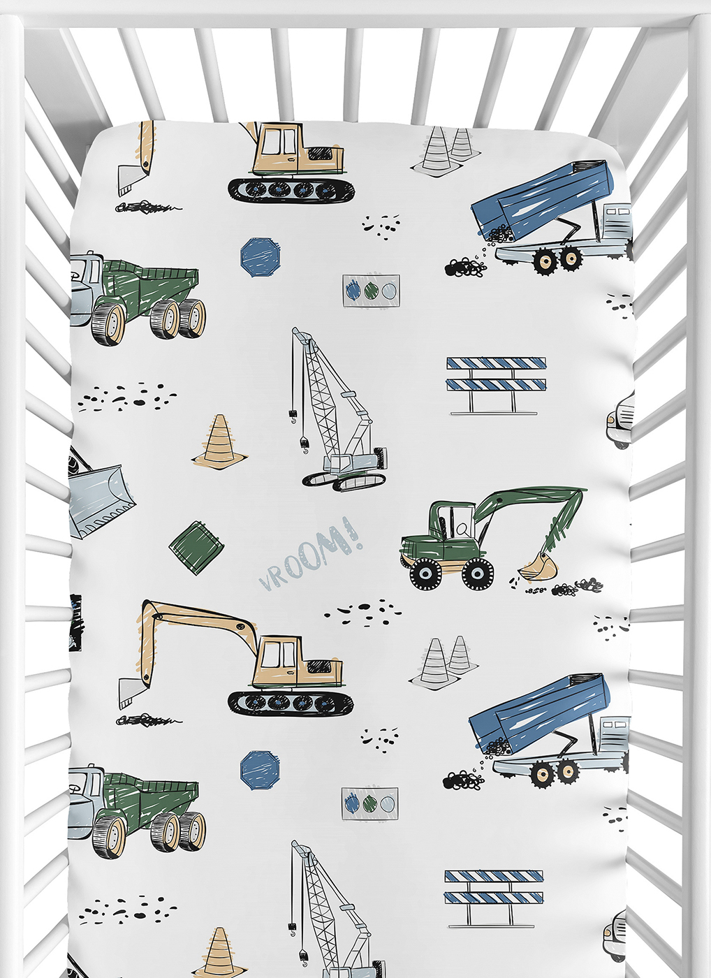 Construction Truck Green and Blue Collection 2 Pack Crib Sheets