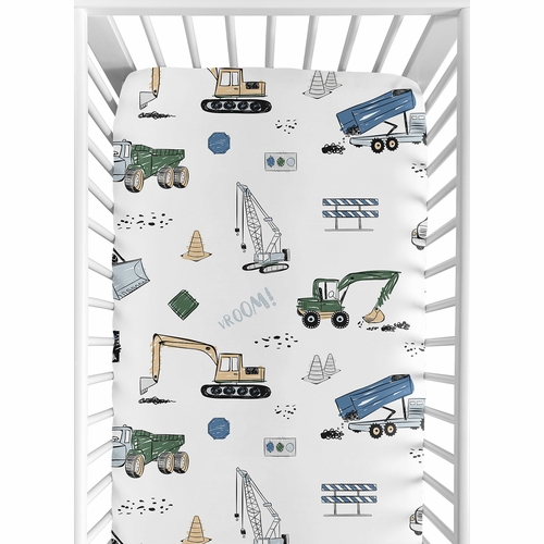 Construction Truck Green and Blue Collection 2 Pack Crib Sheets - alt image 1