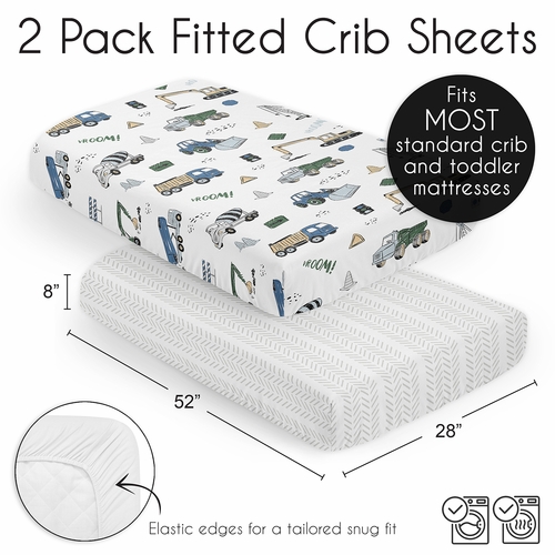 Construction Truck Green and Blue Collection 2 Pack Crib Sheets - alt image 5