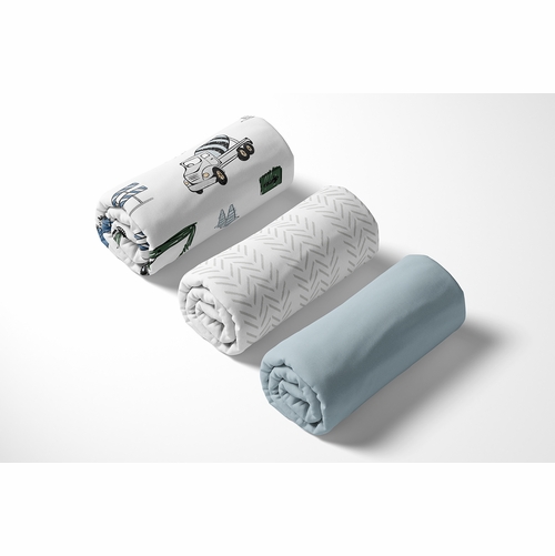 Construction Truck Green and Blue Collection 3 Pack Crib Sheets - alt image 4