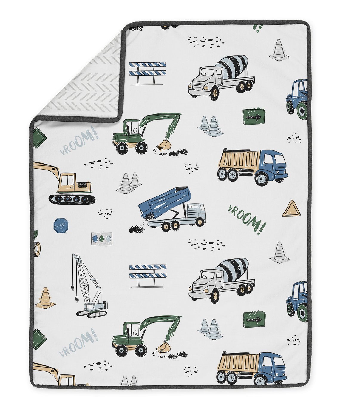 Construction Truck Green and Blue Collection 4 Piece Crib Bedding