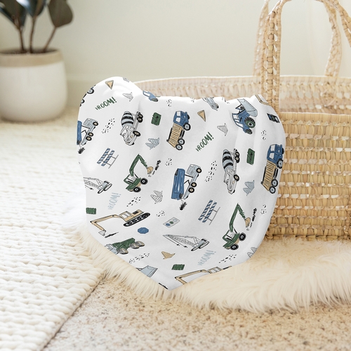 Construction Truck Green and Blue Collection Baby Swaddle Blanket - alt image 3