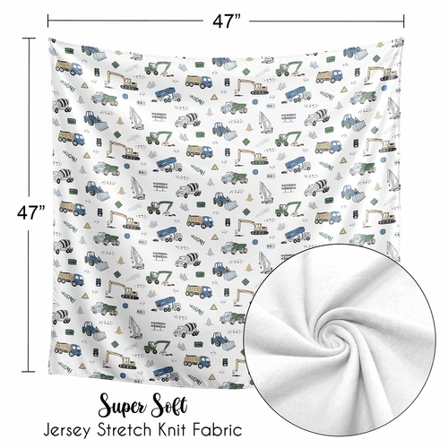 Construction Truck Green and Blue Collection Baby Swaddle Blanket - alt image 4