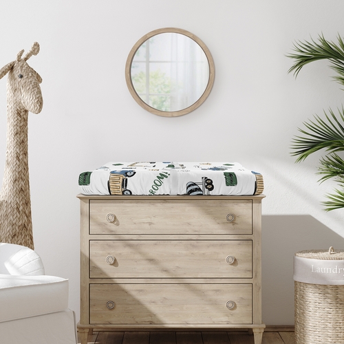 Construction Truck Green and Blue Collection Changing Pad Cover Sheet - alt image 1