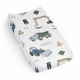 Construction Truck Green and Blue Collection Changing Pad Cover Sheet