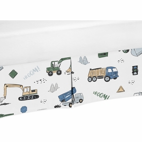 Construction Truck Green and Blue Collection Crib Bed Skirt