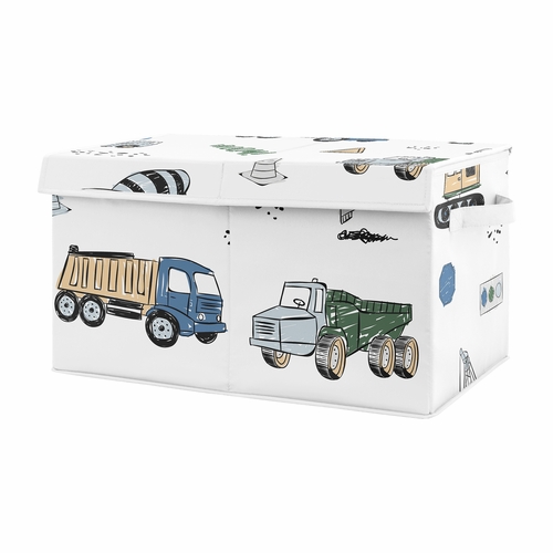 Construction Truck Green and Blue Collection Fabric Toy Bin Storage