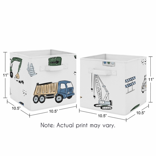 Construction Truck Green and Blue Collection Foldable Fabric Storage Bins - alt image 2