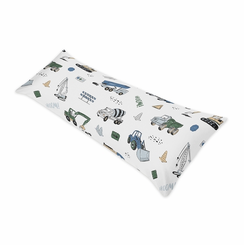 Construction Truck Green and Blue Collection Full Length Body Pillow Cover
