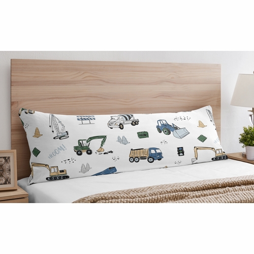 Construction Truck Green and Blue Collection Full Length Body Pillow Cover - alt image 1