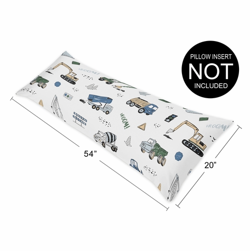 Construction Truck Green and Blue Collection Full Length Body Pillow Cover - alt image 3