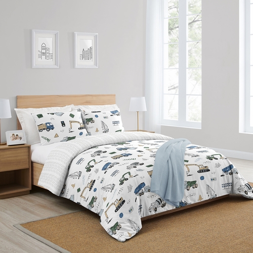 Construction Truck Green and Blue Collection Full/Queen Bedding - alt image 1