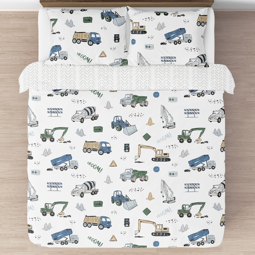 Construction Truck Green and Blue Collection Full/Queen Bedding - alt image 2