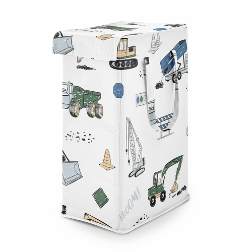 Construction Truck Green and Blue Collection Laundry Hamper with Handles