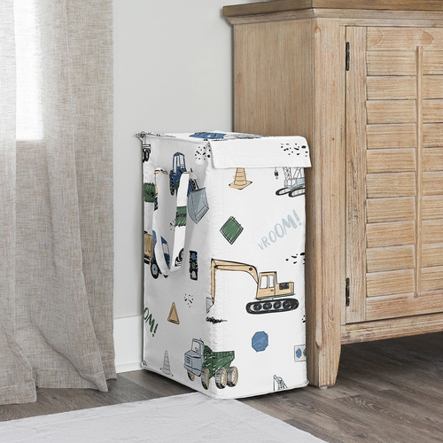 Construction Truck Green and Blue Collection Laundry Hamper with Handles - alt image 1