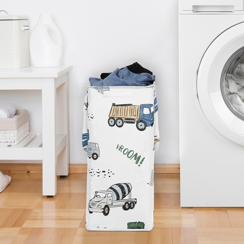 Construction Truck Green and Blue Collection Laundry Hamper with Handles - alt image 2