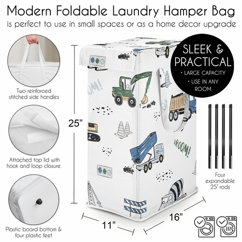 Construction Truck Green and Blue Collection Laundry Hamper with Handles - alt image 4