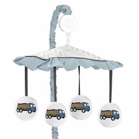 Construction Truck Green and Blue Collection Musical Mobile