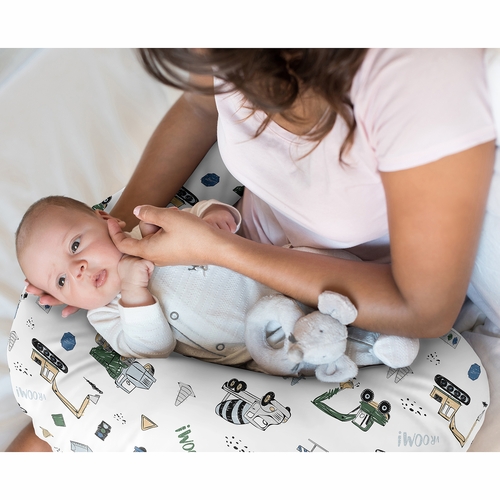 Construction Truck Green and Blue Collection Nursing Breastfeeding Pillow Cover - alt image 1