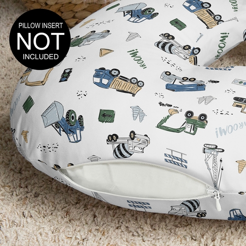 Construction Truck Green and Blue Collection Nursing Breastfeeding Pillow Cover - alt image 2