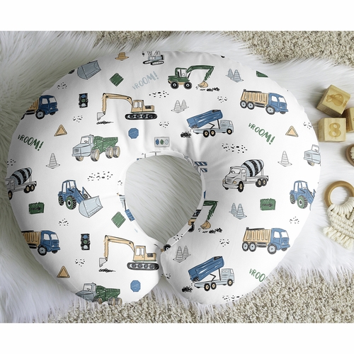 Construction Truck Green and Blue Collection Nursing Breastfeeding Pillow Cover - alt image 4