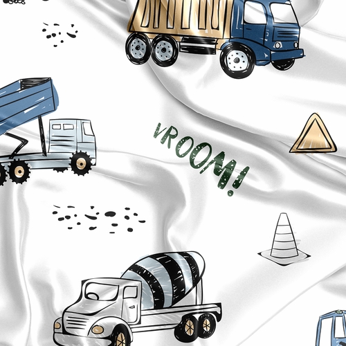 Construction Truck Green and Blue Collection Satin Fitted Crib Sheet - alt image 1