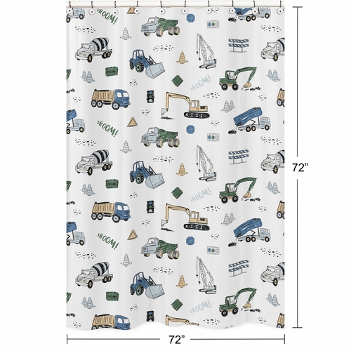 Construction Truck Green and Blue Collection Shower Curtain - alt image 4
