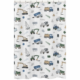 Construction Truck Green and Blue Collection Shower Curtain
