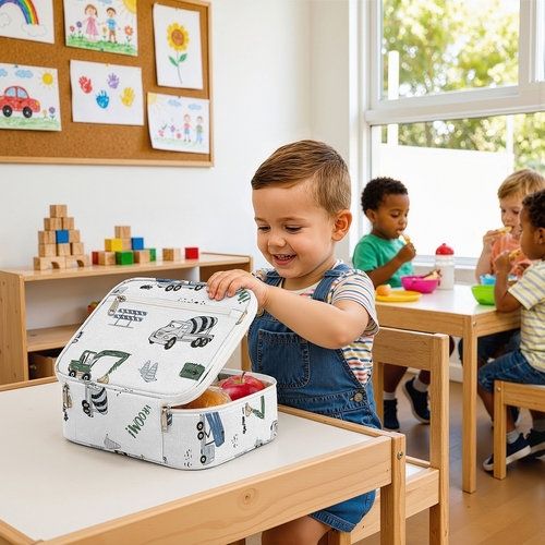Construction Truck Green and Blue Collection Small Kids Lunch Box - alt image 1