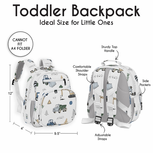 Construction Truck Green and Blue Collection Small Toddler Backpack - alt image 3
