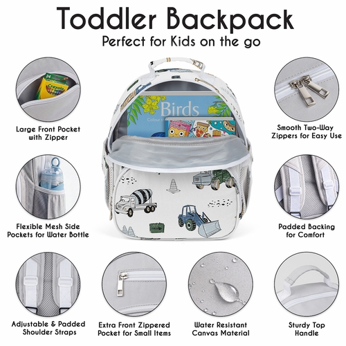Construction Truck Green and Blue Collection Small Toddler Backpack - alt image 5
