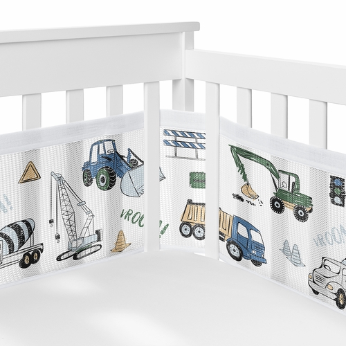 Construction Truck Green and Blue Collection Sweet Jojo Designs 6 Piece Crib Bedding + BreathableBaby Breathable Mesh Liner - alt image 2
