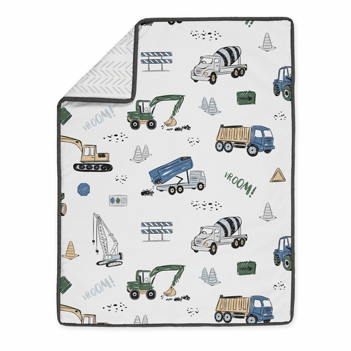 Construction Truck Green and Blue Collection Sweet Jojo Designs 6 Piece Crib Bedding + BreathableBaby Breathable Mesh Liner - alt image 3