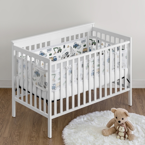Construction Truck Green and Blue Collection Sweet Jojo Designs + BreathableBaby Breathable Mesh Crib Liner - alt image 1