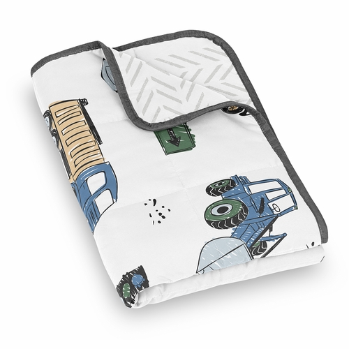 Construction Truck Green and Blue Collection Toddler 5lbs Weighted Blanket for Kids - alt image 2