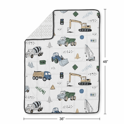 Construction Truck Green and Blue Collection Toddler 5lbs Weighted Blanket for Kids - alt image 3
