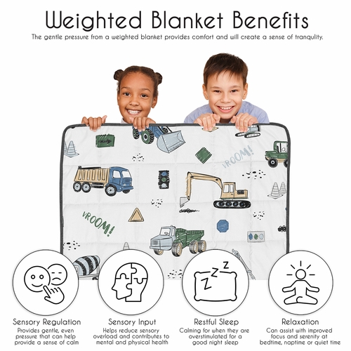 Construction Truck Green and Blue Collection Toddler 5lbs Weighted Blanket for Kids - alt image 4