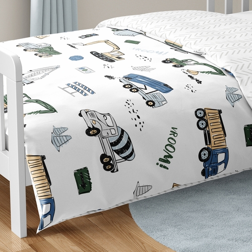 Construction Truck Green and Blue Collection Toddler Bedding - alt image 5