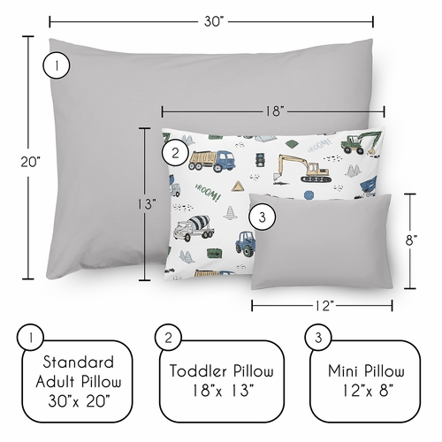 Construction Truck Green and Blue Collection Toddler Pillow with Pillowcase - alt image 4