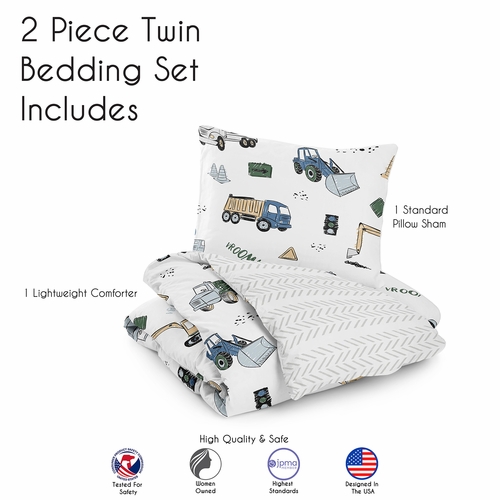 Construction Truck Green and Blue Collection Twin Bedding - alt image 4