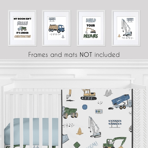 Construction Truck Green and Blue Collection Wall Art Prints - Set of 4 - alt image 1